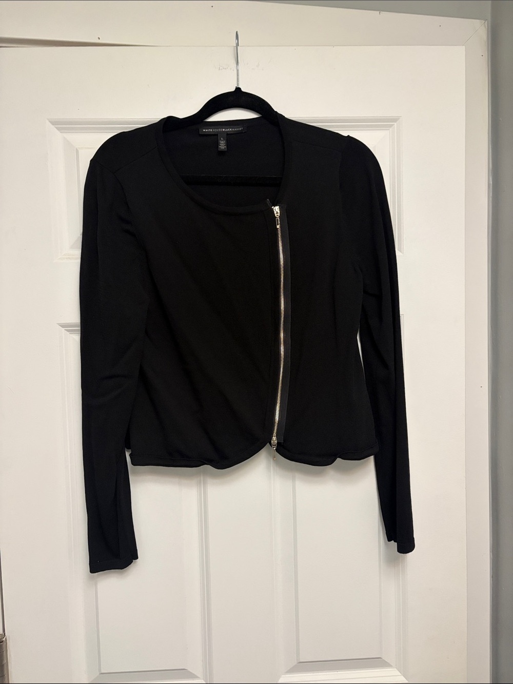 White House Black Market Black Asymmetrical Zip Jacket